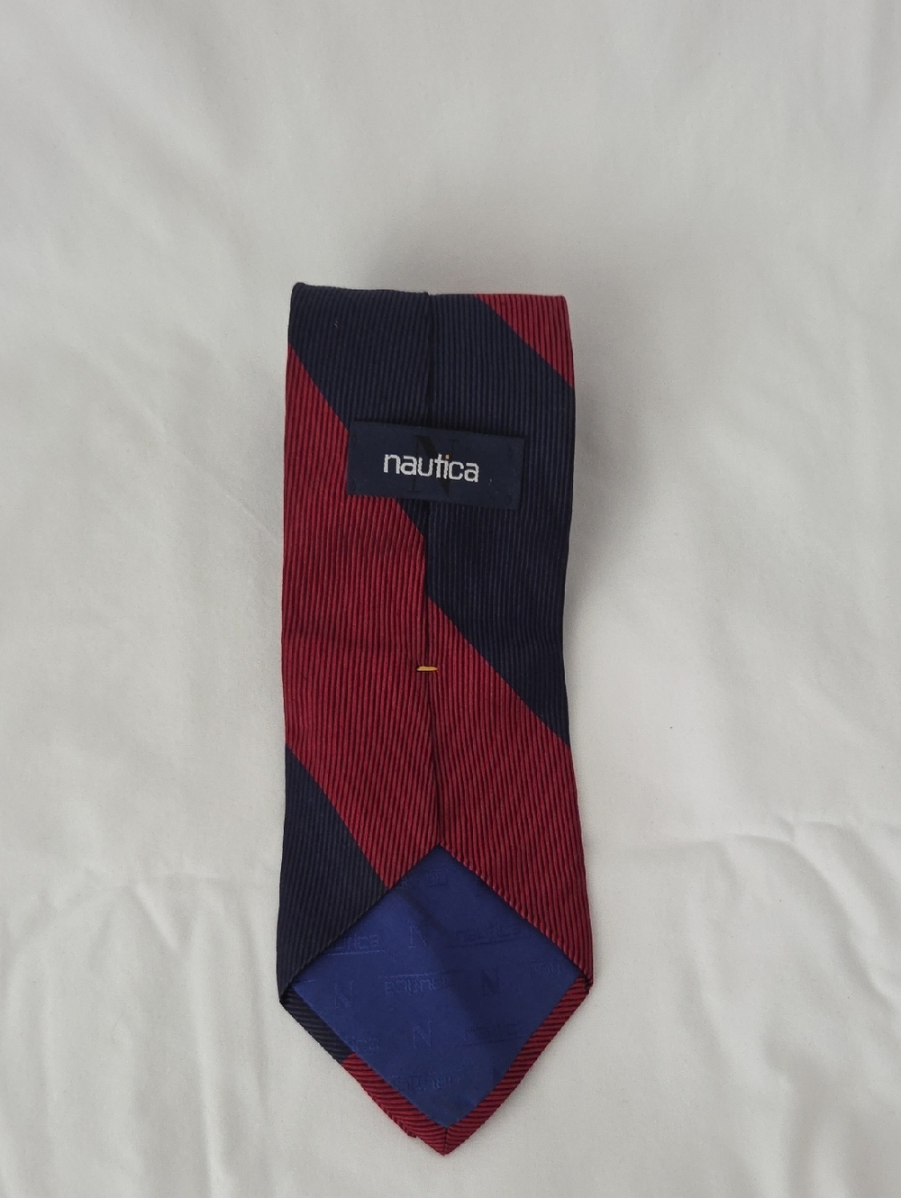 Nautica Wide Diagonal Stripe Silk Tie in Navy and Burgundy